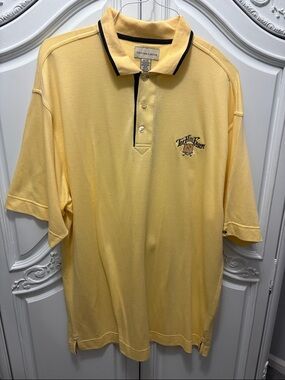 Cutter & Buck Men's Pale Yellow Polo with Contrast Trim- Tot Hill Farm Golf Shir